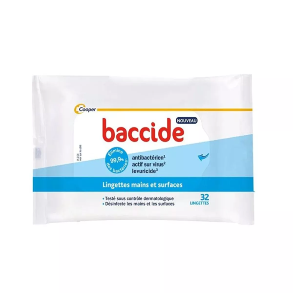 Baccide lingettes désinfectantes mains et surfaces 32lingettes
