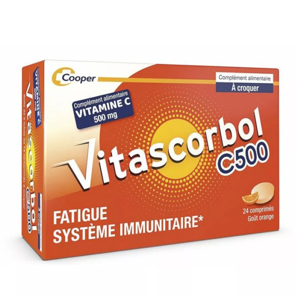 Vitascorbol vitamine 500mg 24 comprimes a croquer orange
