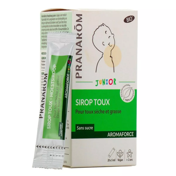 Pranarom  junior sirop toux sèche et grasse bio unidoses 20x5ml
