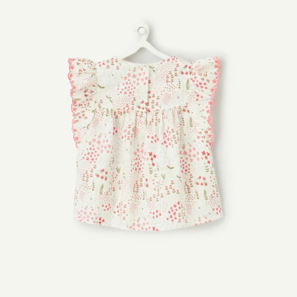 blouse bébé fille en coton bio imprimé fleuri et détails brodés