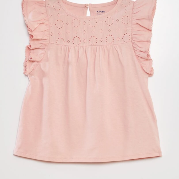 T-shirt avec broderie rose