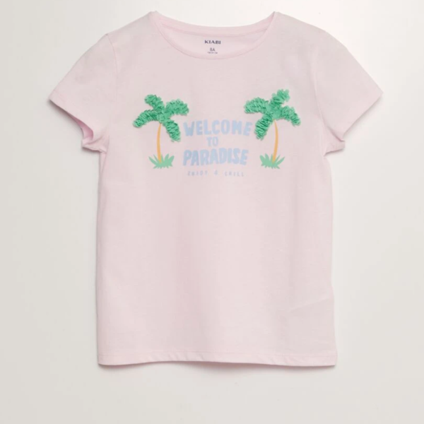 T-shirt manches courtes avec animation rose