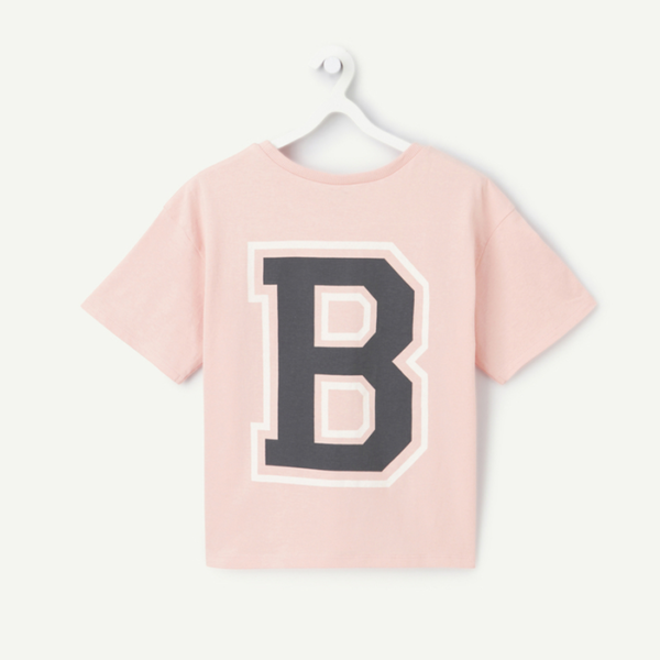 T-shirt manches courtes en coton bio rose